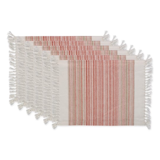 DII® 13" x 20" Fringed Striped Tabletoppers, 6ct. in Pimento | Michaels®